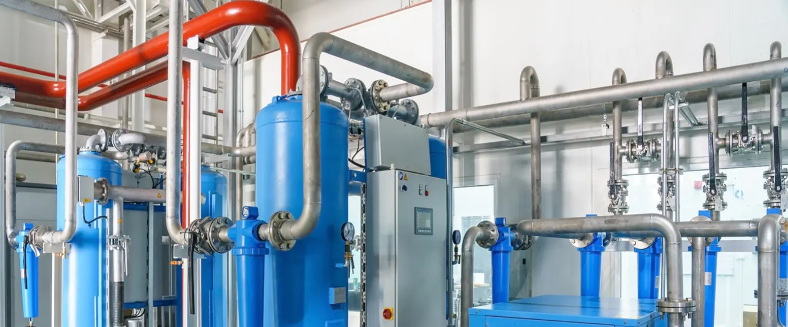 Industrial compressed air and steam utility system with pipelines and equipment