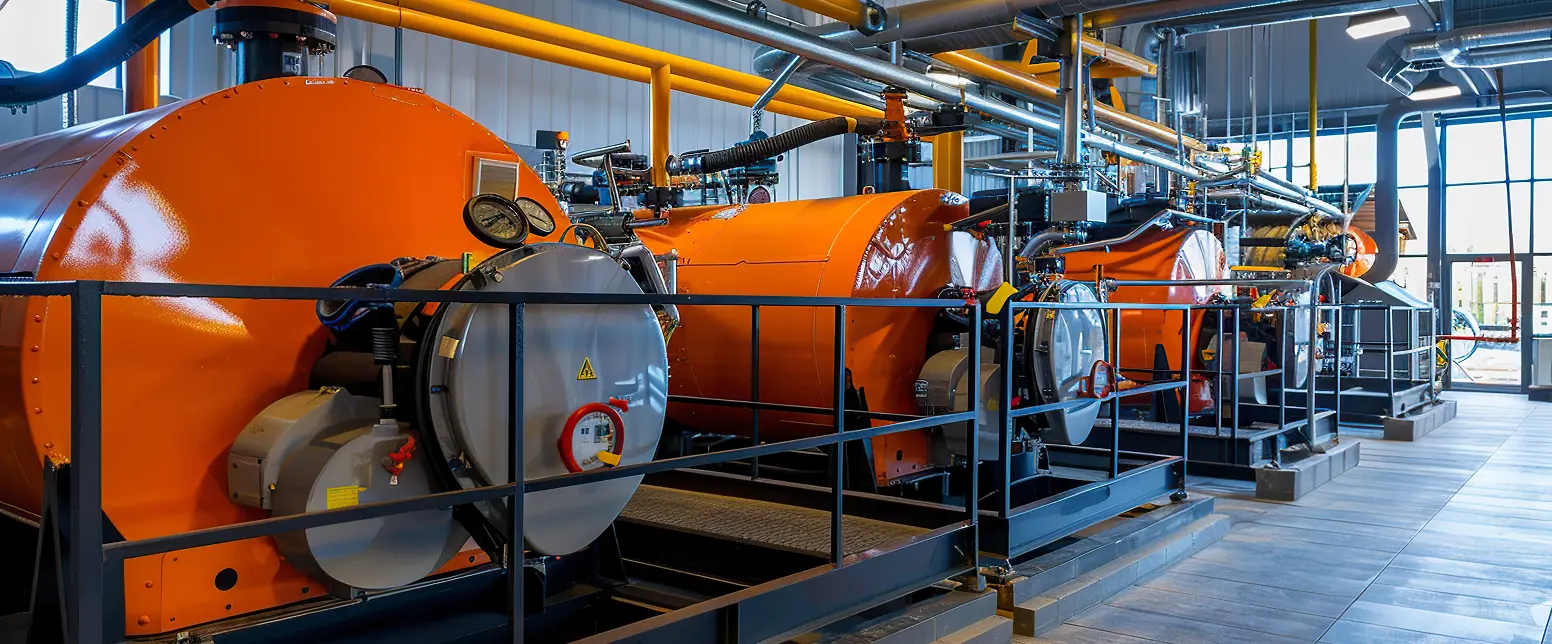 Industrial steam boilers and utility system equipment in a manufacturing plant