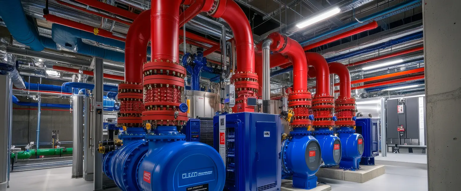 Industrial steam piping and utility system equipment in a manufacturing plant